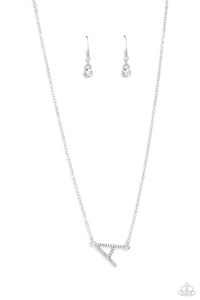 Paparazzi Necklace -INITIALLY Yours - A - White