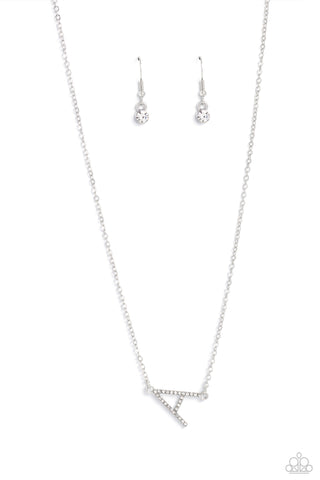 Paparazzi Necklace -INITIALLY Yours - A - White