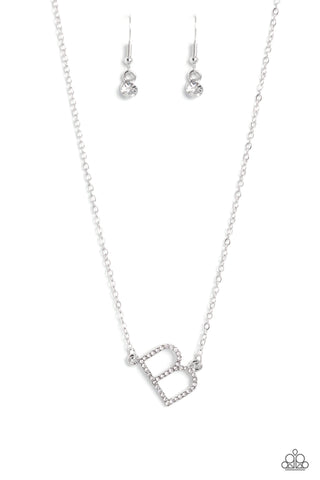 Paparazzi Necklace -INITIALLY Yours - B - White