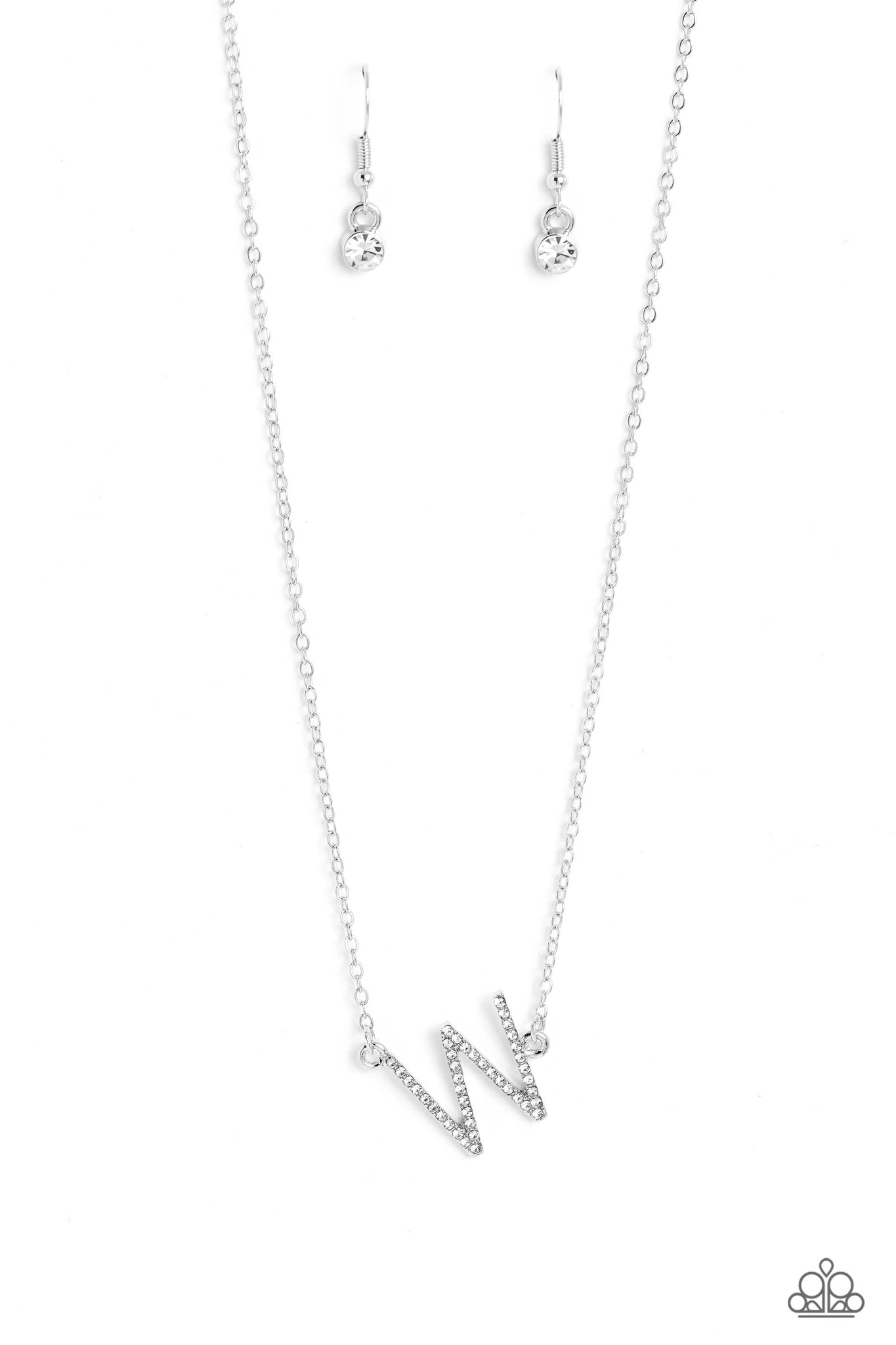 Paparazzi Necklace -INITIALLY Yours - W - White