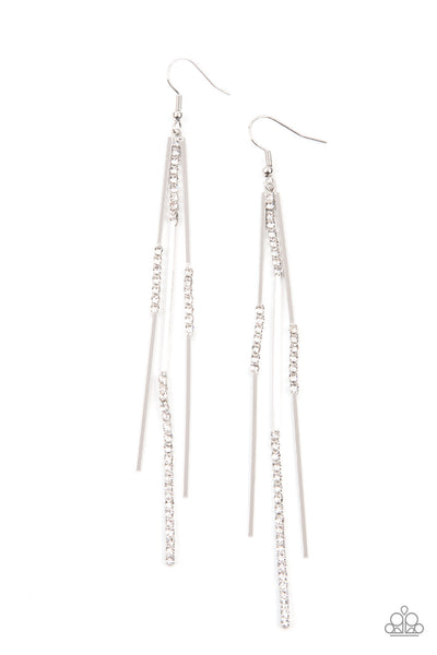 Paparazzi Earrings  -  Dainty Dynamism - White