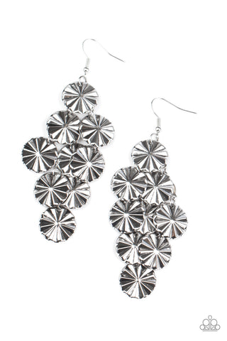 Paparazzi Earrings  - Star Spangled Shine - Silver