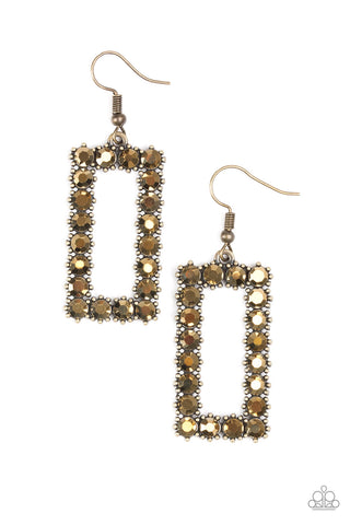 Paparazzi Earrings - Mirror, Mirror - Brass - SHOPBLINGINGPRETTY