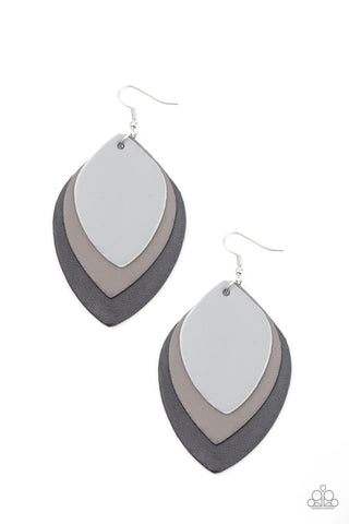 Paparazzi  Earrings - Light as a LEATHER - Black