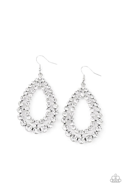 Paparazzi Earrings -  Glacial Glaze - White