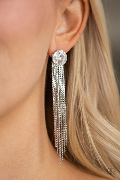 Paparazzi Earrings - Level Up - White