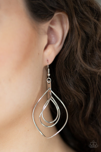 Paparazzi Earrings-  Asymmetrical Allure - Silver - SHOPBLINGINGPRETTY