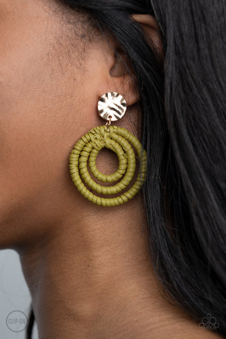 Paparazzi Earrings - Whimsically Wicker - Green