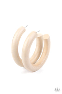 Paparazzi Earrings - I WOOD Walk 500 Miles - White