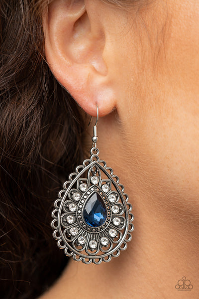 Paparazzi Earrings - Eat, Drink, and BEAM Merry - Blue