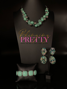 Paparazzi Bracelet, Necklace & Earrings Set- Green