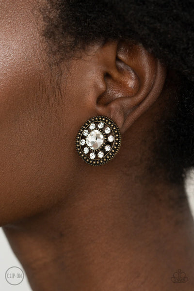 Paparazzi Earrings- Dazzling Definition- Brass