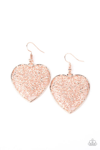 Paparazzi Earrings - Let Your Heart Grow - Rose Gold