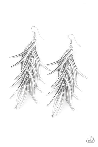 Paparazzi Earrings - Tasseled Talons - Silver - SHOPBLINGINGPRETTY