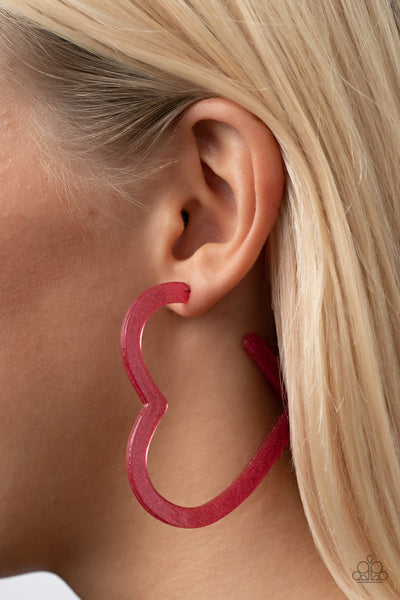 Paparazzi Earrings -  Heart-Throbbing Twinkle - Pink