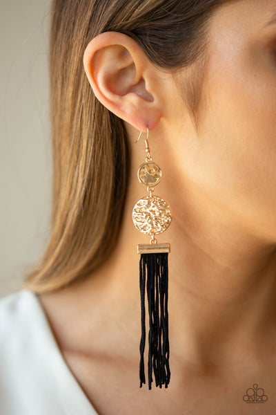 Paparazzi Earrings - Lotus Gardens - Black Gold - SHOPBLINGINGPRETTY