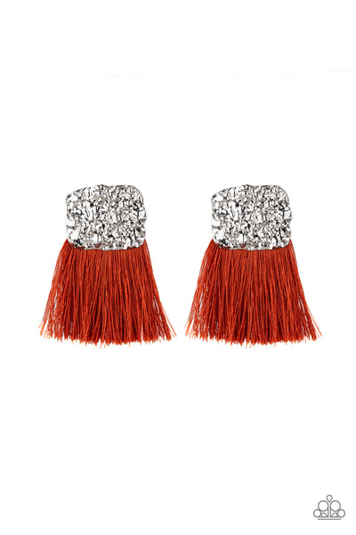 Paparazzi Earrings Plume Bloom - Orange - SHOPBLINGINGPRETTY