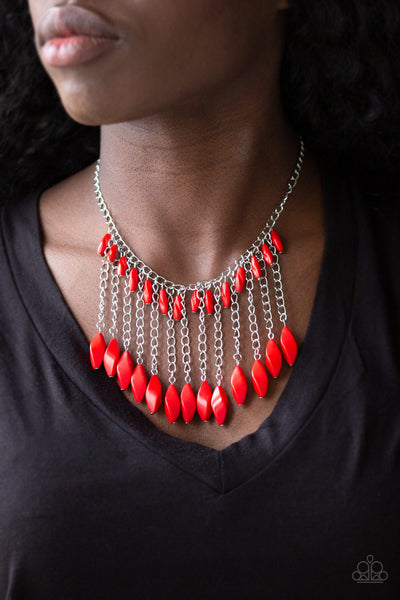 Paparazzi Necklace- Venturous Vibes - Red - SHOPBLINGINGPRETTY