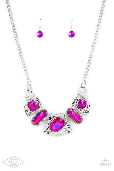 Paparazzi Necklace-Futuristic Fashionista - Pink (Black Diamond  Exclusive )