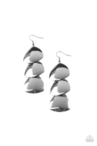 Paparazzi Earrings-  Modishly Metallic - Black