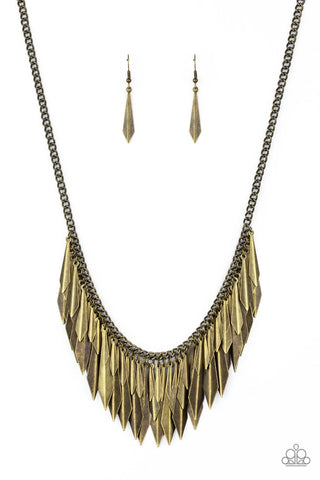 Paparazzi Necklace - The Thrill-Seeker - Brass - SHOPBLINGINGPRETTY