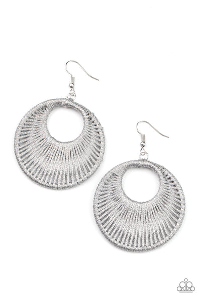 Paparazzi Earrings  -  Weaving My Web - Silver