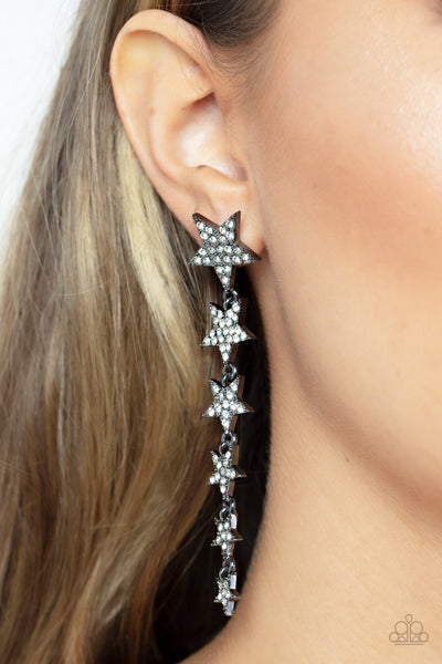 Paparazzi Earrings - Americana Attitude - Black