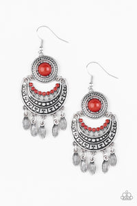 Paparazzi Earrings - Mantra to Mantra - Red - SHOPBLINGINGPRETTY