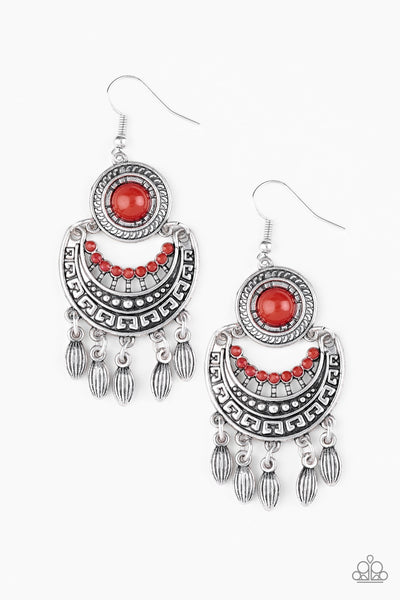 Paparazzi Earrings - Mantra to Mantra - Red - SHOPBLINGINGPRETTY