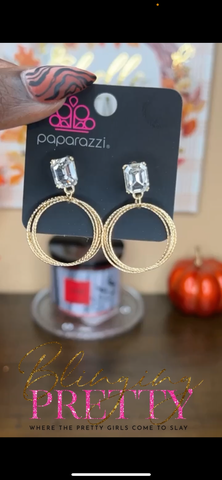 Paparazzi Earrings  - Prismatic Perfection - Gold