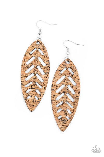 Paparazzi Earrings-  Youre Such A CORK - Brown