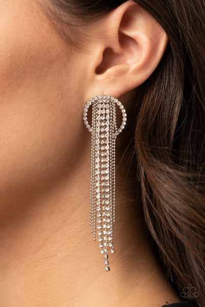 Paparazzi Earrings -  Dazzle By Default - White (January 2021 Life Of The Party)