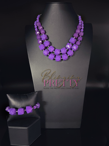 Paparazzi Necklaces & Bracelet Set - Summer Excursion Necklace & Trendsetting Tourist Bracelet - Purple