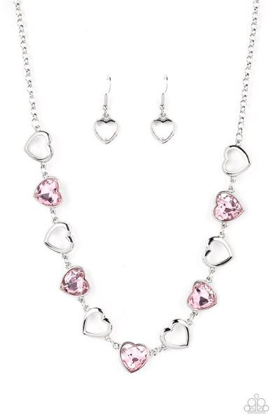 Paparazzi Necklace & Bracelet Set - Contemporary Cupid & Sentimental Sweetheart- Pink