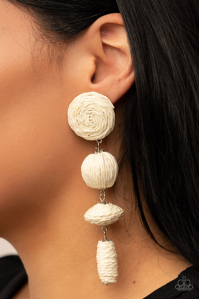 Paparazzi Earrings-  Twine Tango - White