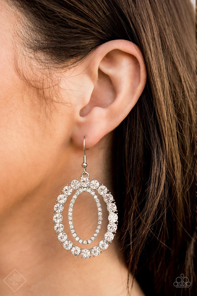 Paparazzi Earrings -  Deluxe Luxury - white (November 2020 Fashion Fix)