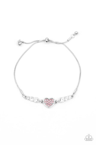 Paparazzi Bracelet -  Big Hearted Beam - Pink (January 2021 Life Of The Party)