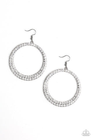 Paparazzi Earrings -  So Demanding - White - SHOPBLINGINGPRETTY