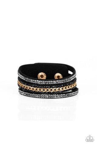 Paparazzi Bracelet- Rollin In Rhinestones - Black