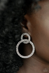 Paparazzi Earrings - Intensely Icy - Black (December 2021 Life Of The Party)