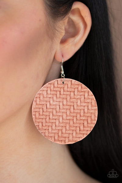 Paparazzi Earrings -Plaited Plains - Pink - SHOPBLINGINGPRETTY