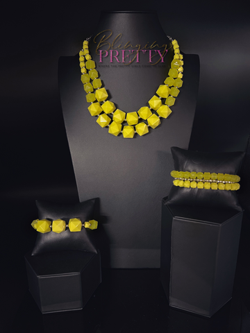 Paparazzi Necklace, Bracelets - Yellow Set