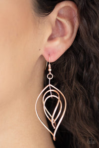 Paparazzi Earrings - Asymmetrical Allure - Rose Gold - SHOPBLINGINGPRETTY