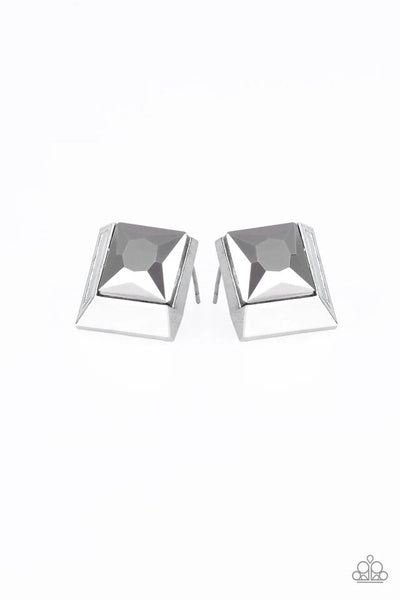 Paparazzi Earrings - Stellar Square - Silver