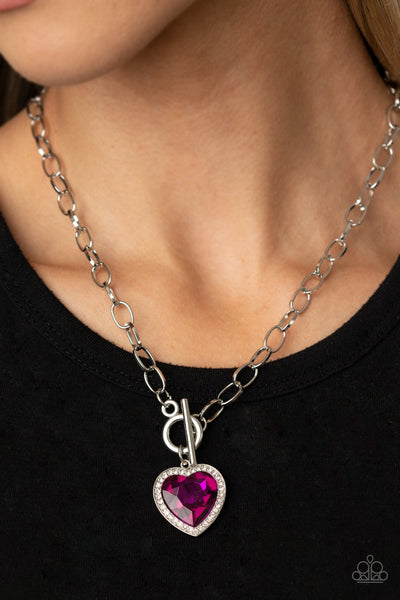 Paparazzi Necklace -  Check Your Heart Rate - Pink