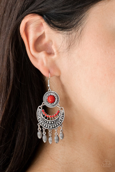 Paparazzi Earrings - Mantra to Mantra - Red - SHOPBLINGINGPRETTY