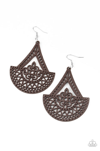 Paparazzi Earrings -Tiki Sunrise - Brown