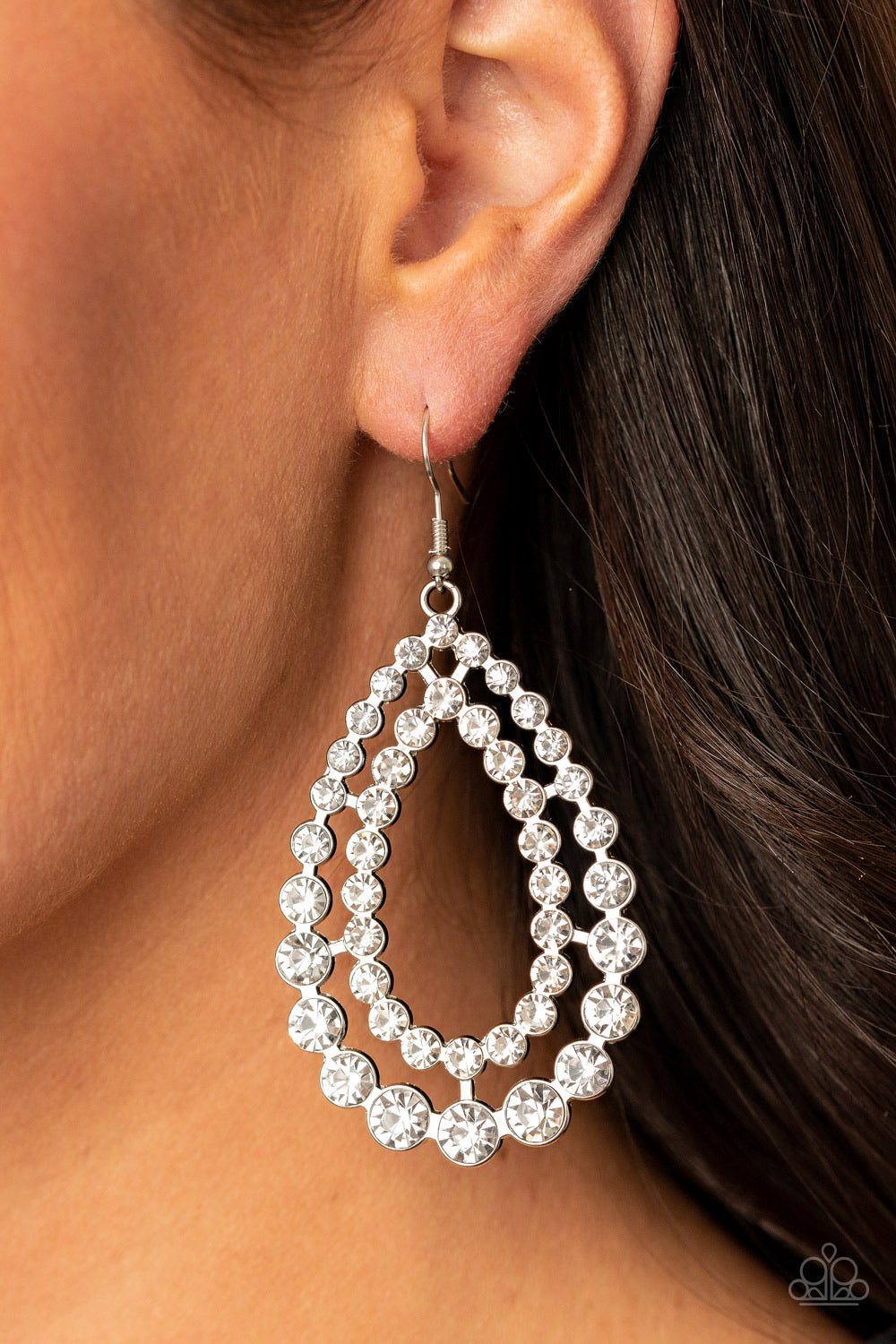 Paparazzi Earrings -  Glacial Glaze - White