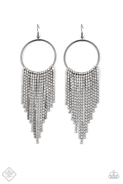 Paparazzi Earrings  -  Streamlined Shimmer - Black (September 2020 Fashion Fix)