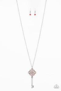 Paparazzi Necklace - Unlocked - Pink  (May 2020 Life Of The Party) - SHOPBLINGINGPRETTY